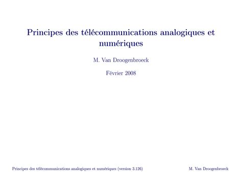 Principe des télécommunications analogiques et numériques Slide 1