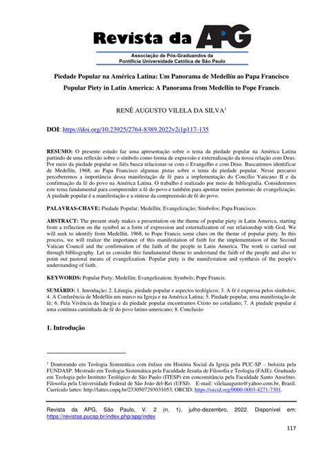 PDF Piedade Popular na América Latina Um Panorama de Medellín ao Papa Francisco