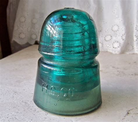 Vintage Turquoise Glass Insulator H G Co Hemingray 1880 1930 Etsy Glass Insulators Antique