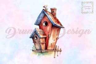 Watercolor Birdhouse Clipart Graphic By Drumpee Design Creative Fabrica