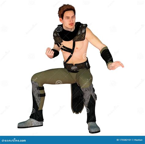 Fantasy Warrior Punching Pose Render Stock Illustration - Illustration of attack, male: 175582151