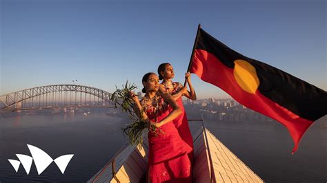 First Nations Dancers Fly The Aboriginal Flag On Sydney Opera House