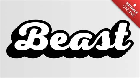 Beast 3D En Blanco Y Negro Generador De Efectos De Texto