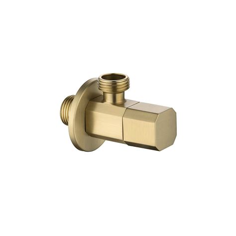 Square Angle Valve With Flange In Brushed Gold Lepos