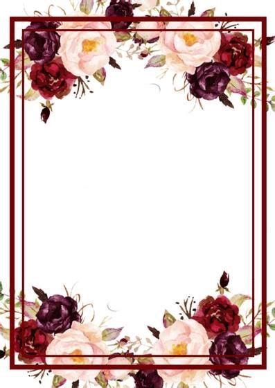 A Square Frame With Flowers And Leaves On The Edges Is Shown In Red