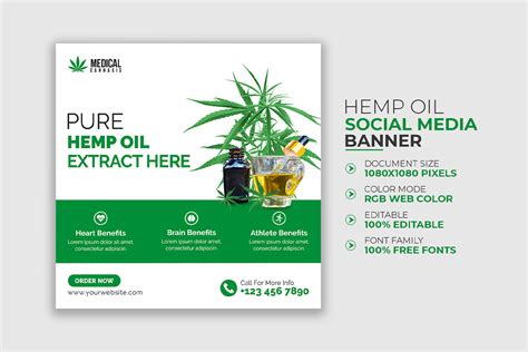 Pure Hemp Oil Instagram Banner Template Graphic By Rashed Hasan