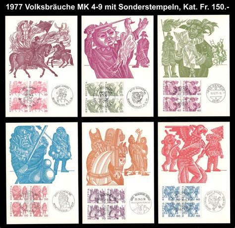 1977 Volksbräuche Maximumkarten 4 9 mit Folder Kat Fr 150 Kaufen