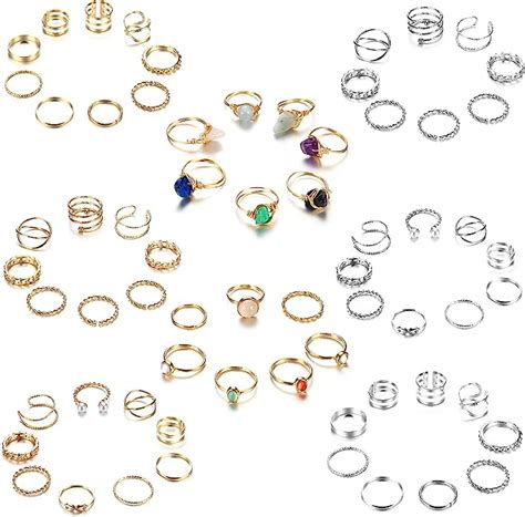 Wombort St Ck Vintage Gold Ringe Set F R Damen B Hmische Stapelbare