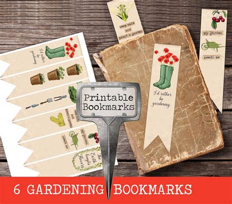 Printable Bookmarks Gardening Gardenbook Lover Digital Bookmarks