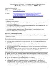 MGSC 2301 16 Syllabus SP 23 4 Docx NORTHEASTERN UNIVERSITY