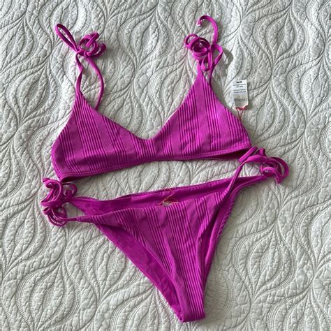 L Space Swim Lspace Ribbed Fuschia Hot Pink String Bikini Poshmark
