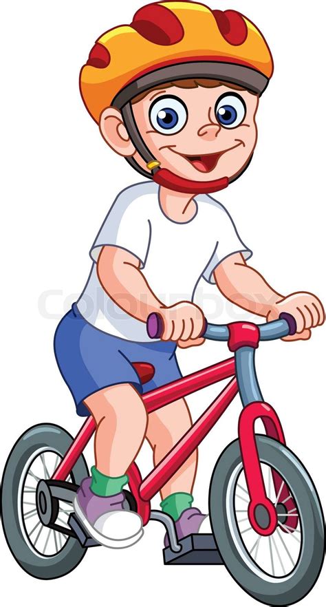 Cute Kid Riding His Bicycle Stock Vector Colourbox