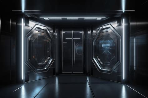 Portas Deslizantes Futuristas Da Nave Espacial Porta Da Janela Gerar Ai