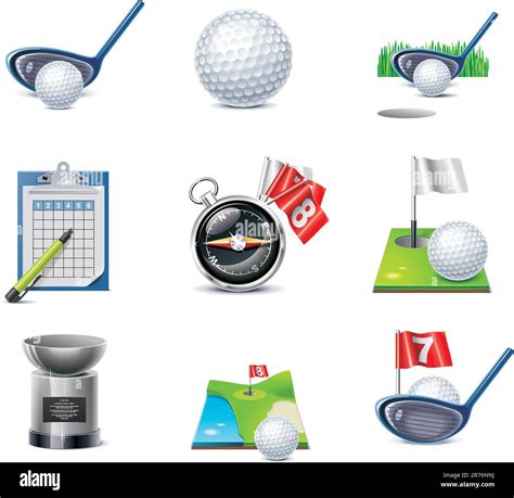 Set Of The Detailed Golf Related Icons Stock Vector Image Art Alamy