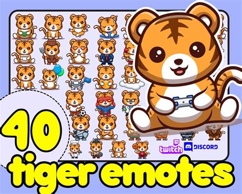 Cute Tiger Emote Bundle Chibi Style Tiger Emote Tiger Twitch Emotes