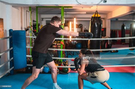 Diverse Male And Female Boxers Spar Fighting High Res Stock Photo