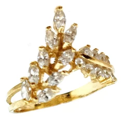 Anillo Espectacular Con Multiples Zirconias Chapa Oro 18k Meses Sin