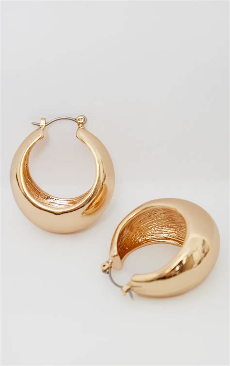 Gold Chunky Round Tubular Hoop Earrings Accessories Prettylittlething