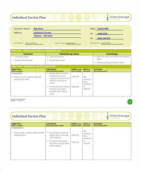 Individual Service Plan Template - prntbl.concejomunicipaldechinu.gov.co