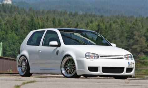 White Vw Golf Mk4 On Silver Bbs Wheels Vw Golf Tuning