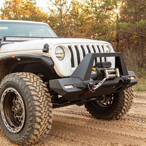 Jeep Gladiator Trailchaser Aluminum Full Width Front Bumper With Angular Brush Guard Textured