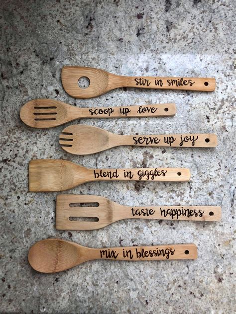 Wood Burned Wooden Spoon Set Etsy