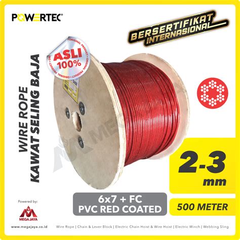 Dapatkan Produk Wire Rope Powertec 6x7 FC PVC Merah 2 3mm 500 M