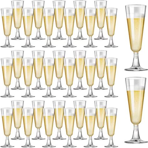 Munfix 50 Pack Plastic Champagne Flutes 5 Oz Clear Plastic Toasting Glasses