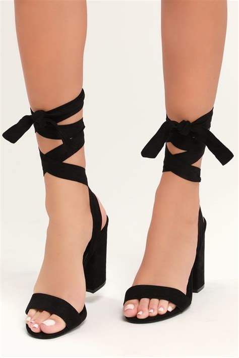 Sexy Black Heels Lace Up Heels Vegan Leather Heels Lulus