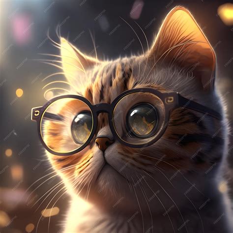 Premium Photo Cool And Cute Cat In Glasses Explore The World Through Ai Generated Art