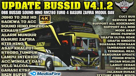 OBB BUSSID V 1 2 TERBARU SOUND HINO RM280 EURO 4 BASURI ZAFIRA MODUL