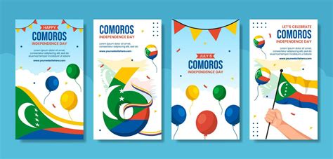 Happy Comoros Independence Day Social Media Stories Illustration