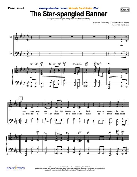 The Star Spangled Banner Sheet Music Pdf Praisecharts Traditional