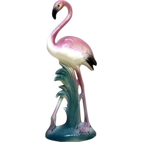 Vintage Pink Flamingo California Pottery Porcelain Marked On Rim