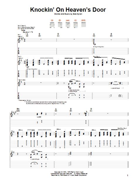 Knockin On Heaven S Door By Eric Clapton Sheet Music For Guitar Tab At