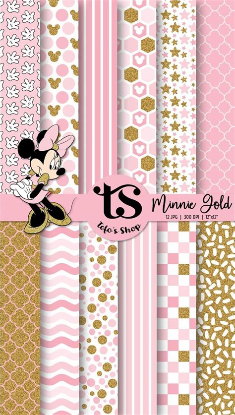 Minnie Gold Papeles Digitales Paper Pack Minnie Decor Home Decor