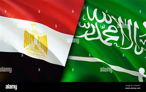 Egypt And Saudi Arabia Flags 3d Waving Flag Design Saudi Arabia Egypt