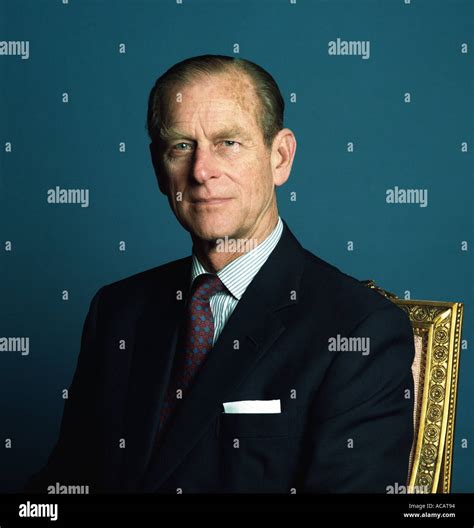 Prince Philip the Duke of Edinburgh informal colour portrait in lounge ...