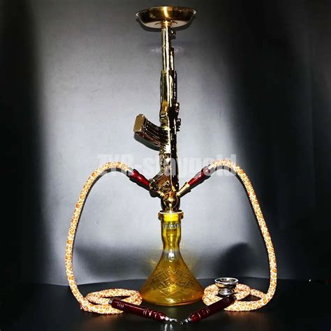 Glass Hookah Ak47 Shisha Narguile Double Hoses Water Pipe Smoking Bowl Charcoal Holder Alloy