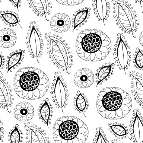 Premium Vector Seamless Floral Pattern With Outline Flowers And