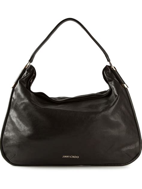 Jimmy Choo Large 'Zoe' Hobo Shoulder Bag in Black | Lyst