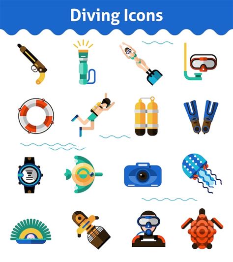 Conjunto De Iconos De Buceo Vector Gratis