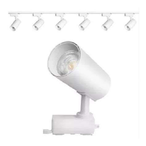 Riel Electrificado Con LED De 6 Puntos 2 Metros Blanco 7 W 6500 K