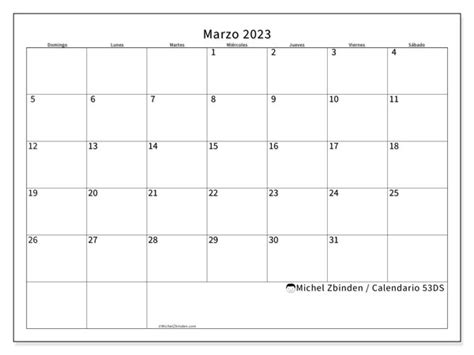 Calendario Marzo De 2023 Para Imprimir 51ds” Michel Zbinden Pa