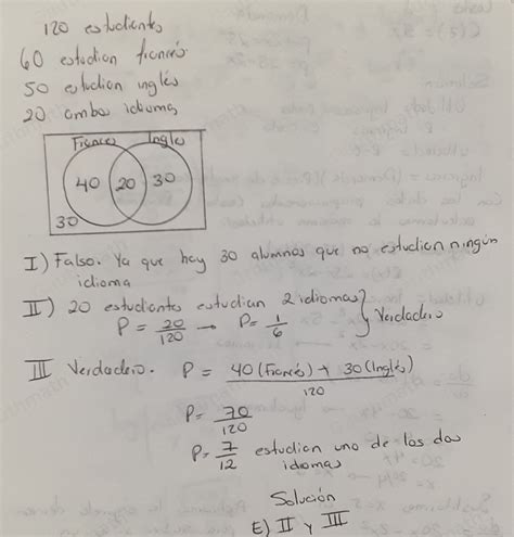 Solved 20 De 120 Estudiantes Encuestados Se Sabe Que 60 Estudian