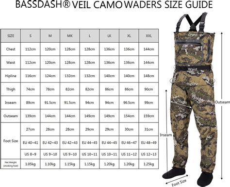 Bassdash Breathable Ultra Lightweight Veil Camo Chest Stocking Foot