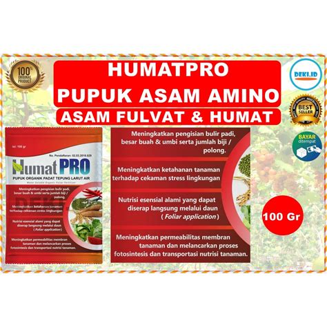 Jual Pupuk Asam Fulvat Humat Pro Amino Tanaman Humatpro Gram Fulfat