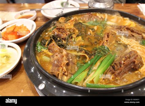 Korean Pork Bone Soup With Potato Gamjatang And Vegetables At At