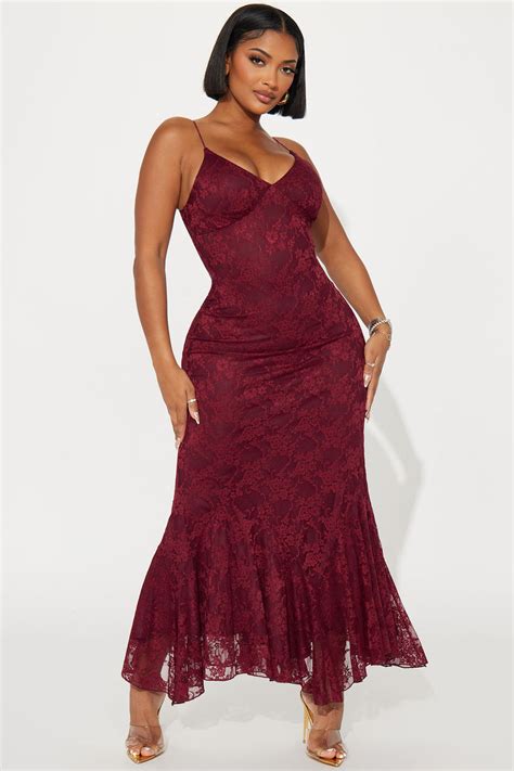 Gracelynn Lace Maxi Dress Burgundy Fashion Nova Dresses Fashion Nova