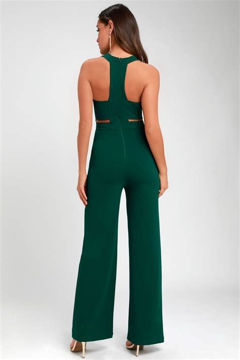 Night Out Forest Green Wide Leg Cutout Jumpsuit Jumpsuit Green Jumpsuit Wide Leg